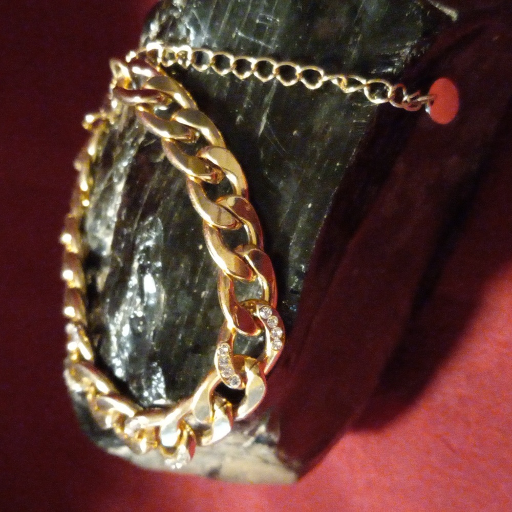 Gold tone crystal encrusted bracelet by Claire's
